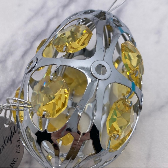 Crystal Delight Chrome Plated Austrian Crystal Egg Ornament by Mascot - Picture 3 of 4